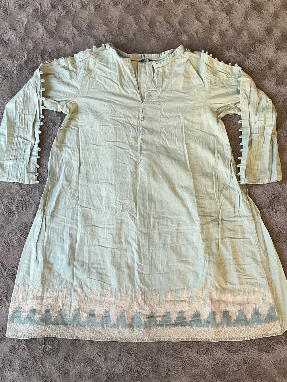 Light Blue Embroidered Women’s Tunic Top /Dress